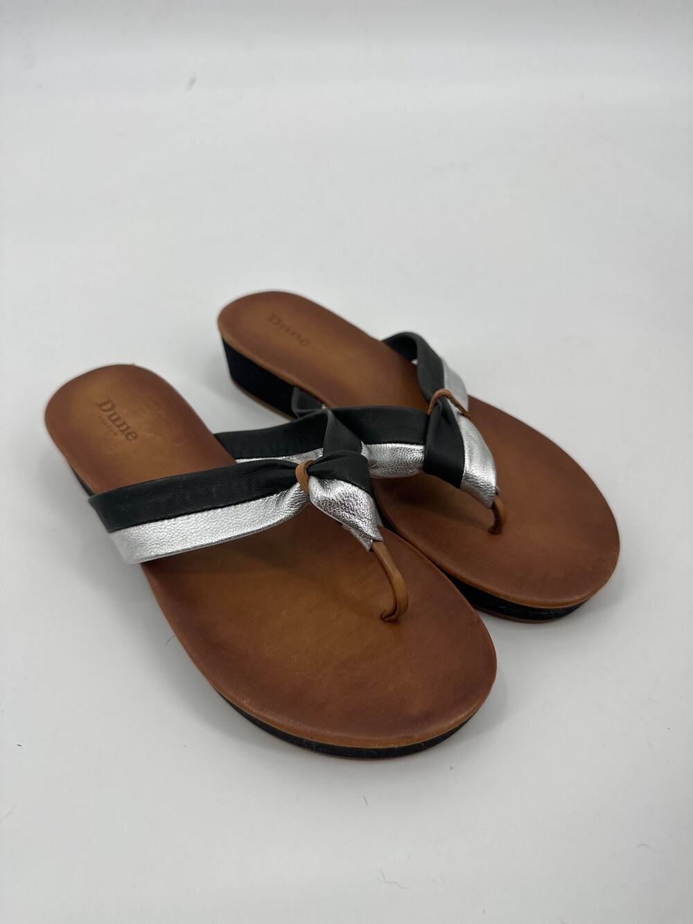 Dune London Women's Jannys Black Leather Sandal Flip Flop Size 37/ US 7